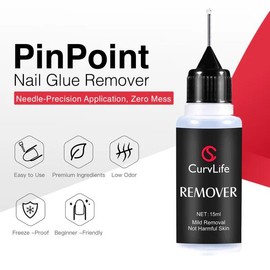 Milky White Press On Nails | CurvLife Nail | 24pcs Short Round Fake Nails | Glossy Natural Finish | Easy Apply, Comfortable & Durable | Daily, Business & Elegant Nail Art:_Pinpoint Nail Glue Remover - 20g