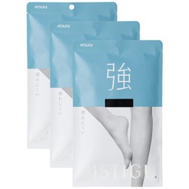 Atsugi ASTIGU Women's Stockings, Strong Stockings, Tear Resistant, 3 Pair Set, Black