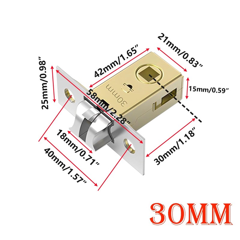 Qrity 30mm Tubular Latch with Stainless Steel Panel, Mute Door