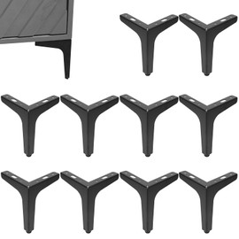 Biugaaufai 6 Inch Black Metal Furniture Legs, Set of 10, Replacement Triangle Couch Legs with Screw, Metal Triangle Furniture Feet for Dressers, Cabinets, Sofas, Tables, Chair & More