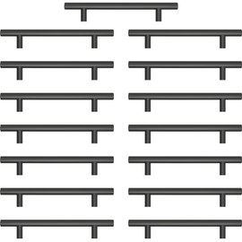 AwmnSrman Kitchen Cupboard Handles Black 15 Pack 128 mm(5 inch) Hole Center, Powder Coated Stainless Steel Installation of Holes