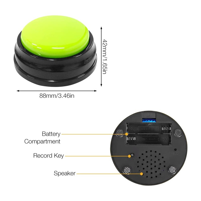 NAVESO Buzzer with Recording Function Dogs, Pack of 4 Answer