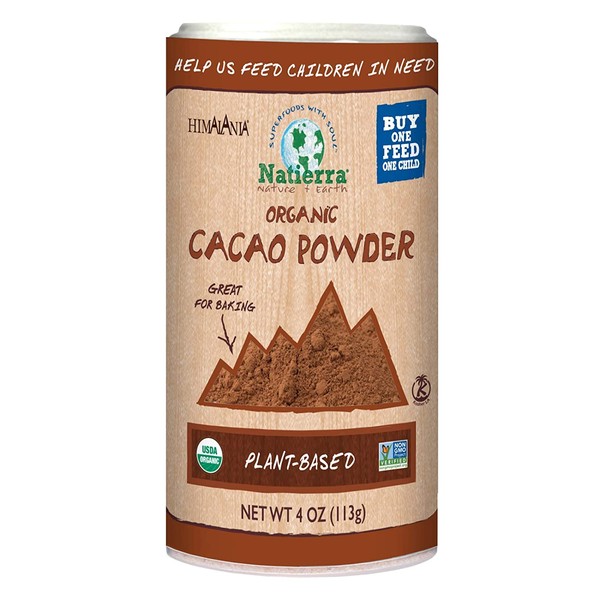 NATIERRA Himalania Organic Cacao Powder Shaker | Non-GMO & Vegan | 4 Ounce