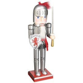 Santa's Workshop Lion Knight Nutcracker, 14" Tall, Silver/Red