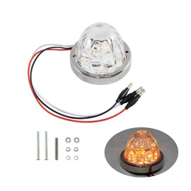MGWILL Amber/Clear Watermelon Turn/Marker Light 18 LED Surface Mount Glass Lens with Stainless Steel Bezel