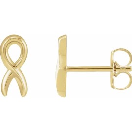 Paris Jewelry 14K Yellow Gold Survivor Ribbon Earrings
