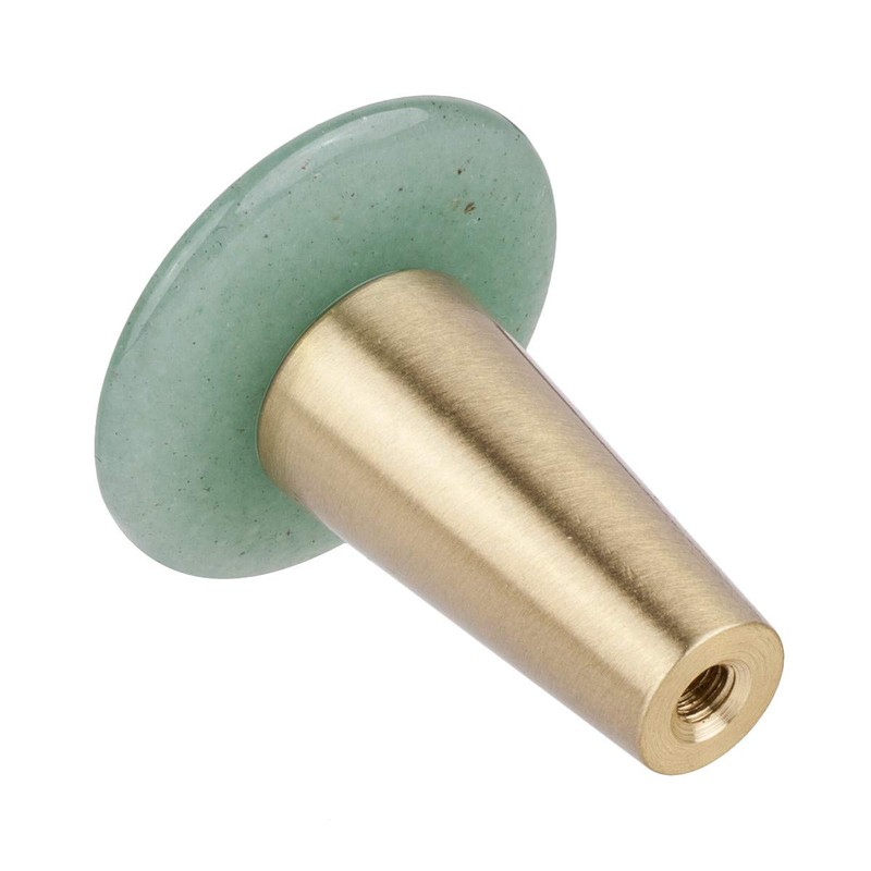 mookaitedecor Set of 4 Green Aventurine Round Crystal Cabinet Knobs