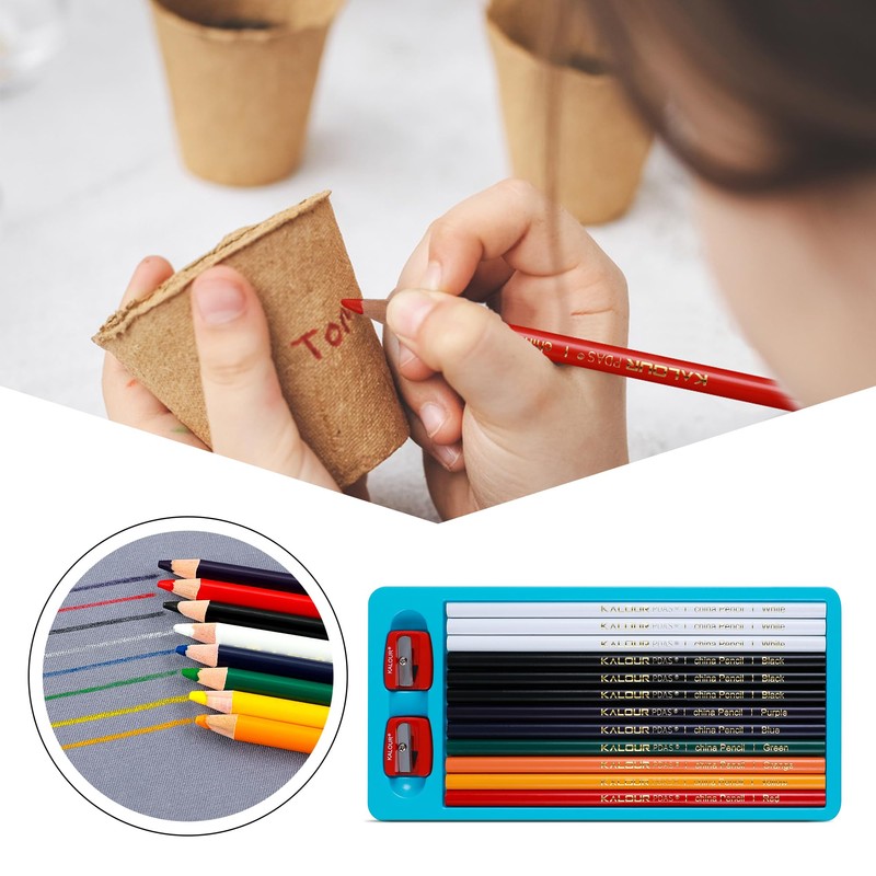 Kalour Wax-Based China Markers, 12 Pack Grease Pencils with 2