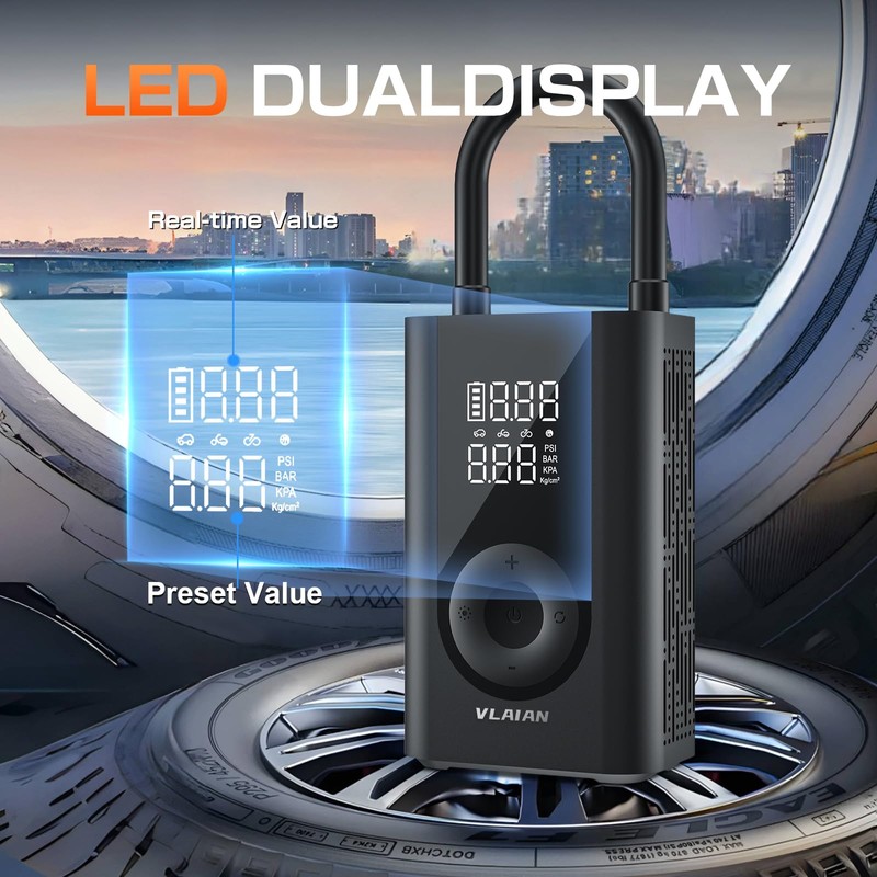 VLAIAN Tire Inflator Portable Air Compressor with Digital LCD Display,150PSI