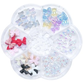 Lifextol Butterfly Nail Charms and Gems Cute Bow Nail Charms for Nails Design 3D Nail Charms for Nails, Junk Case Charms Kawaii Nail Charms Bulk Heart Charms Y2K for Coquette Press on Nails Art Charms