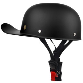 QICHAO Baseball Motorcycle Helmet - Half Motorcycle Helmet, DOT Approved, Motorcycle Half Helmet for Chopper Moped Scooter Motorbike Electric-Matte Black,L