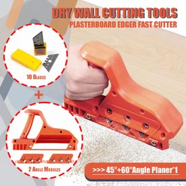 Drywall Cutting Tool, Plasterboard Angle Fast Cutter, Precise 45 60 Gypsum Board Chamferer With 10 Blades, Woodworking Hand Smoothing Planes, Perfect Angle Planers for Woodworkers(Orange)