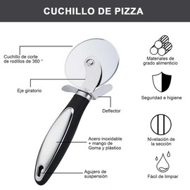 EDINNO Juego De Pizza, Rebanador de pizza de acero inoxidable, Rueda Para Pizza, Mango Antideslizante Y Con Protección Para Dedos, Pizza Cutter, Herramientas Para Hornear Pizza
