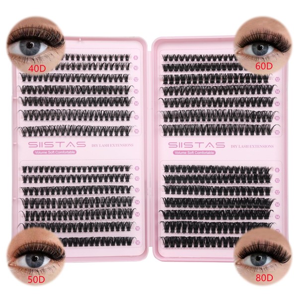 SIISTAS Individual lashes, Cluster Lashes Extensions 546PCS Fluffy Individual Eyelashes