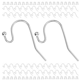 BEADNOVA Earring Hooks 150pcs Silver Ball Dot Ear Wire with Rubber Backs Earwire for Jewelry Making Earring Supplies (150pcs Ear Wire and 150 pcs Backs, Total 300pcs)