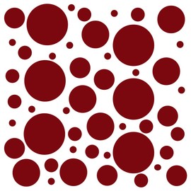 Set of 100 (Burgundy) Vinyl Wall Decals - Assorted Polka Dots Stickers - Removable Adhesive Safe on Smooth or Textured Walls - Round Circles - for Nursery, Kids Room, Bathroom Decor