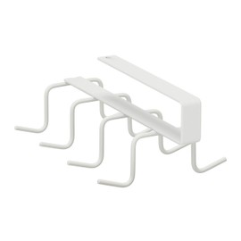 Relaxdays Hook Cabinet Insert, 8 Hooks, Metal, No Drilling, Wardrobe Hook Rail, Shelf, HBT 6.5 x 10 x 18 cm, White