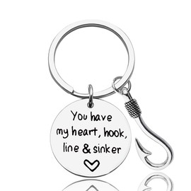Fishing Gifts Keychain for Men Husband Boyfriend Anniversary Valentines Gifts for Fisherman Fishing Birthday Gifts for Couples Fisherman Gifts for Fishing Lovers Husband Boyfriend Fishing Keyring Gift