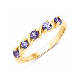 Rafaela Donata Women's Ring 925 Sterling Silver Yellow Gold-Plated 14 Carat with Tanzanite Blue/Purple Gemstone Ring Size 3.00 mm, Tanzanite