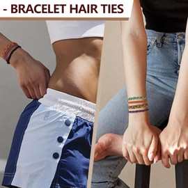 Boho Hair Ties 48pcs,Hair Accessories for Women, Hair Tie Bracelets,Ponytail Holders for Girls with Thick and Thin Hair,Soft Dual-Use No-Damage Ties,Mother's Day, Valentine's Day, Christmas gifts