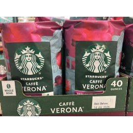 Starbucks 2 x Starbucks VERONA Dark Roast Whole Bean 100% Arabica Coffee 40 oz Each = 80oz
