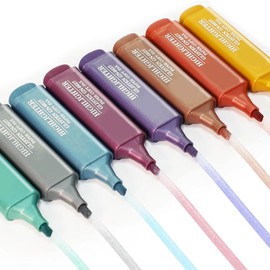 Diwimiki 8 Colors Metallic Highlighters Pen Set with Chisel Tips Smudge-Proof Water-Based Ink for Sparkling Markers Journaling and Art Projects