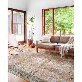 Loloi II Wynter Collection WYN-02 Auburn/Multi 2'-0" x 5'-0", .13" Thick, Accent Rug, Soft, Durable, Printed, Vintage Inspired, Low Pile, Non-Shedding, Easy Clean, Living Room Rug