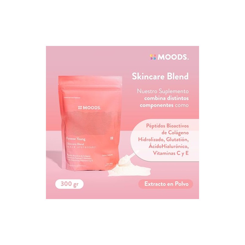 Moods Colágeno Hidrolizado Ácido Hialurónico Glutation Vitaminas Extracto Polvo 300