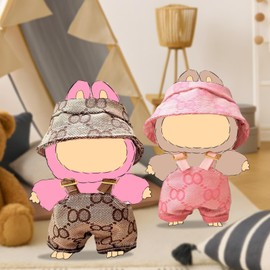 Clothes for labuu, 2-Piece 17cm Clothes & Hat Set for labuu, Exquisite Accessories for labuu, Doll Accessories Only Clothes (No Doll) (2PC-Pink)