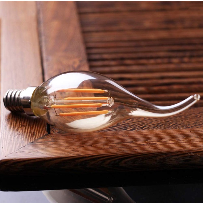 MaoTopCom 6-Pack E14 4W C35 Dimmable LED Filament Bulb, 2200K