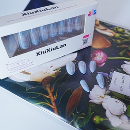 Chasing light cat eye Stars and moon [Sheer] Almond Press-on nails false nails 12size