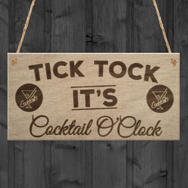 RED OCEAN Cocktail O'Clock Alcohol Man Cave Home Bar Shed Hanging Plaque Pub Gift Sign