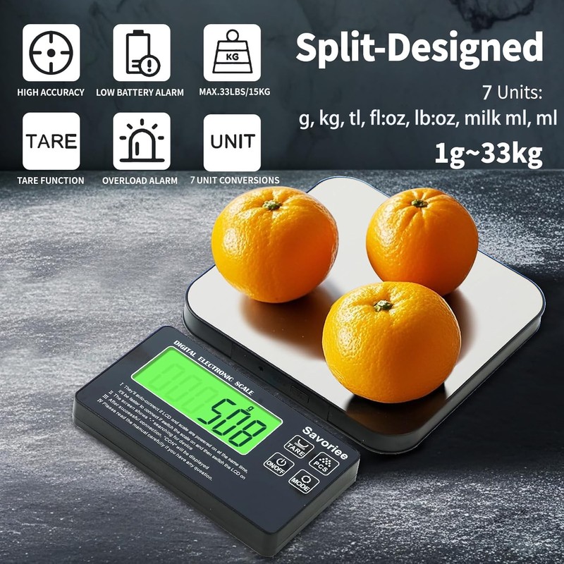 Savoriee Food Scale, 2024 Newly Split Designed 33lb Digital Kitchen