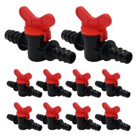 10 Pack 1/2 Inch Drip Irrigation Barbed Ball Valve, 16mm Drip Irrigation Tubing Shut off Valve for Garden Aquarium