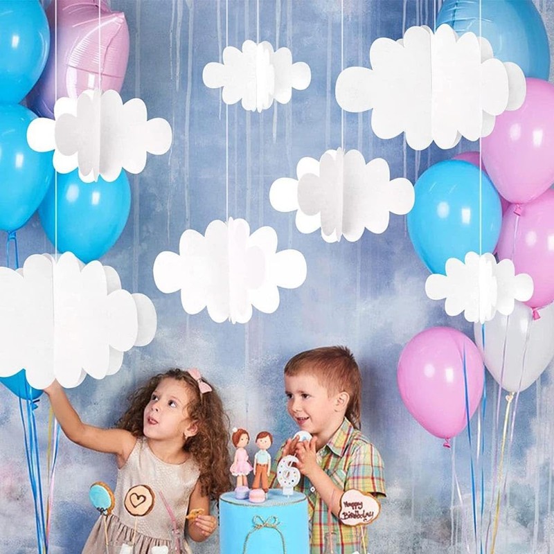 16 Pack 3D Cloud Ceiling Decorations - Hanging for Ceiling