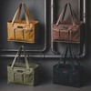 Tool Bag with Metal Frame, Waxed Canvas Wide Open Top