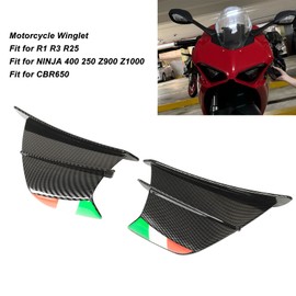 2pcs Motorcycle Winglet for Ninja 400 250 Z900 Z1000, Aerodynamic Wing, Motorcycle Wing Side Spoiler Aerodynamic Wing Kit (Glossy Carbon Fiber )