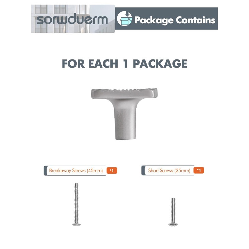 SORWDUERM 2 Pack Brushed Nickel Knobs Square Drawer Pulls Bathroom