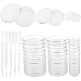 DELSEN DELSEN 30 Pcs Petri Dish Set 70+55+30 mm Petri Dishes with Lids Sterile Plastic Petri Dishes Comes with 5 Plastic Transfer Pipettes for Lab,Biology,Microbiology Studies,Science Fair Project