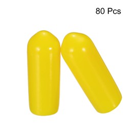 QUARKZMAN Pack of 80 Rubber Caps 5 mm (3/16 Inch) ID PVC Vinyl Round End Cap Screw Thread Protection Yellow