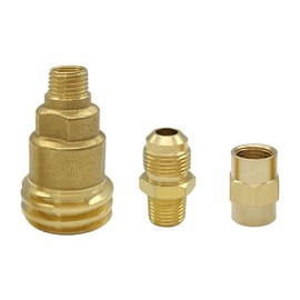 Hooshing Brass QCC1 Nut Propane Hose Adapter with 1/4" Male Pipe Thread, 1/4 x1/4 Inch NPT Female Coupler, 3/8" Male Flare x 1/4" Male NPT Male, 3 Pack Quick Connect Gas Fittings Kit