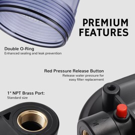 Airthereal Whole House Water Filter Housing, 10" x 4.5" Sediment Carbon Cartridge Universal Housing, Pre-Filtration System for Well and City Water with 1" NPT Port and Include 1-Pack PP Filter