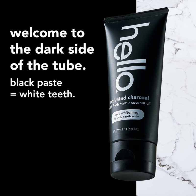 Hello Activated Charcoal Epic Teeth Whitening Fluoride Toothpaste, Fresh Mint