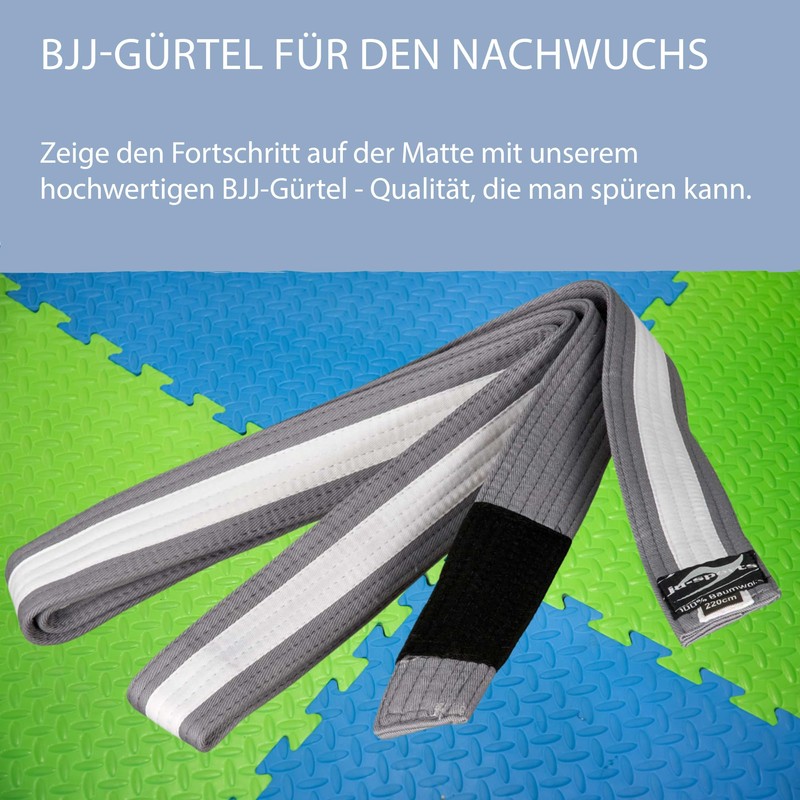 Ju-Sports Bjj Kindergürtel Belt, Grey/White, 220