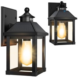 Solar Sconce Lights Outdoor Wall Mount Solar Porch Light Exterior Waterproof with 3 Lighting Modes and Motion Sensor 3000K Dusk to Dawn Wall Lantern for Garage Front Door Home Barn Shed House 2Pack