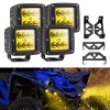 21ST Dual 3" 48W Amber LED Pods Headlight Mount Kit