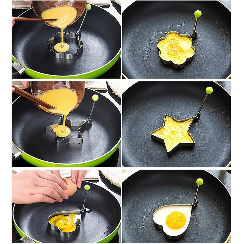 Stainless Steel Egg Shaper Cooking Kitchen Tools Pancake Mold, 6Pcs