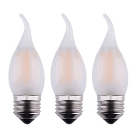 OPALRAY C35 6W Dimmable LED Candelabra Bulb, E26 Regular Base, 60W Incandescent Equivalent, Frosted Glass Cover Flame Tip, Warm White 2700K Light, 3 Pack
