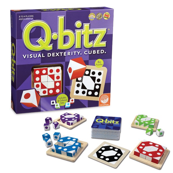 Mindware Q-Bitz Pattern Matching Fun Board Games for Family Game Night | Ages 8 and up 2-4 Players