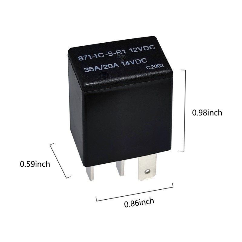 Relay 871-1C-S-R1 Set of 2, 12VDC 5Pin 35/20A High-Performance Micro